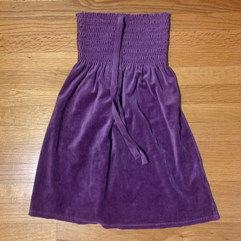 Juicy Couture Pam Gela Terry Velour Strapless Halter Dress Purple Women's Medium